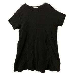 Bryn Walker Dress Womens Small Black Cotton Gauze Lagenlook Pockets USA